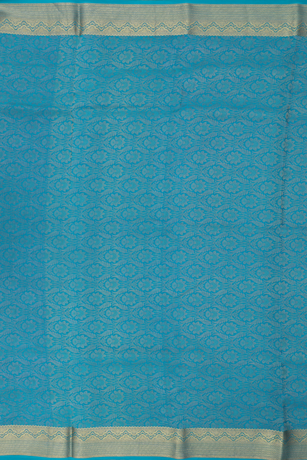 Mysore Silk Saree In Teal Blue With Checks Design