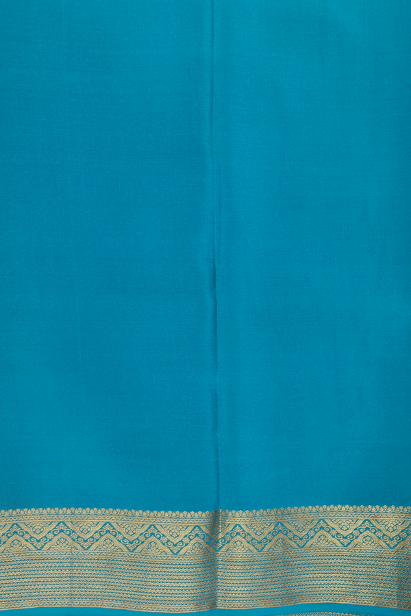 Mysore Silk Saree In Teal Blue With Checks Design