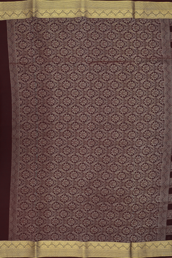Mysore Silk Saree In Coffee Brown With Checks Design