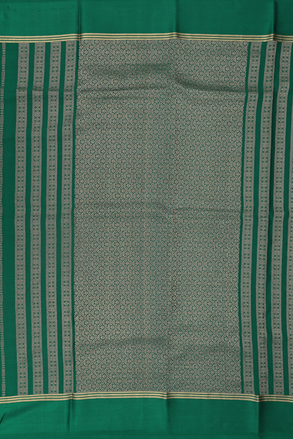 Mysore Silk Saree In Forest Green With Stripes Design