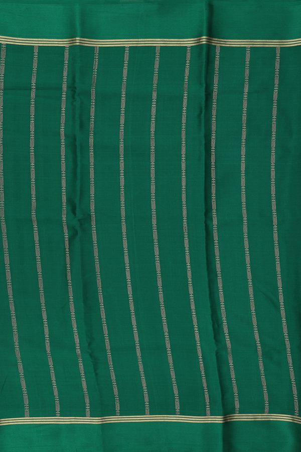 Mysore Silk Saree In Forest Green With Stripes Design