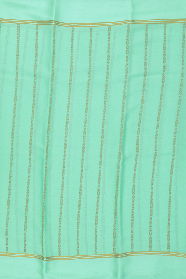 Mysore Silk Saree In Mint Green With Stripes Design