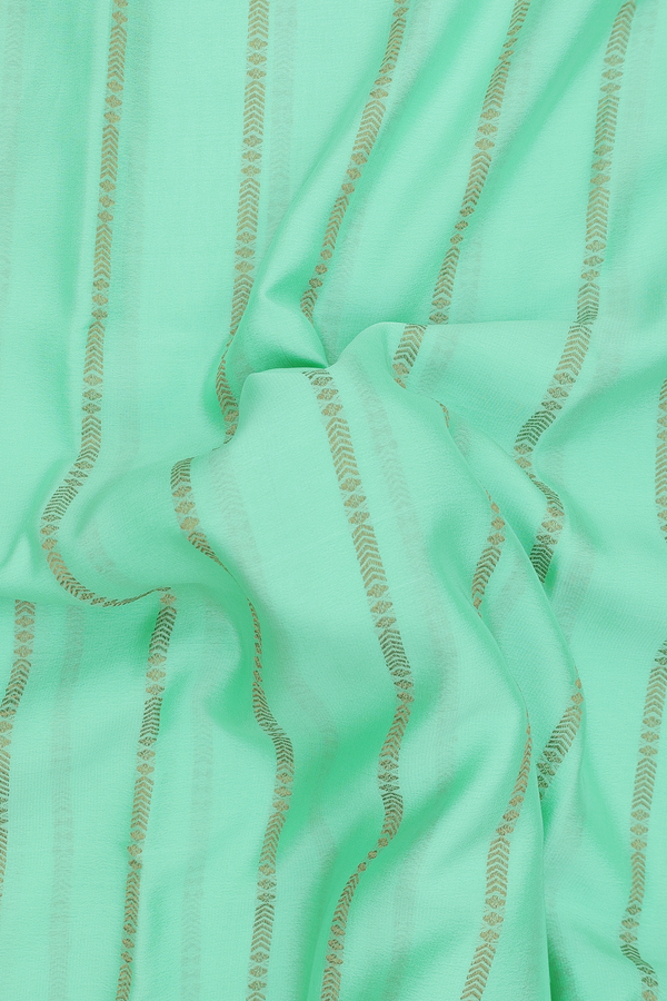 Mysore Silk Saree In Mint Green With Stripes Design