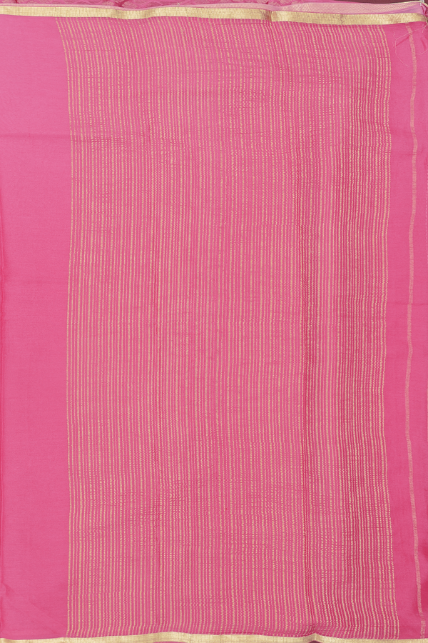 Chiffon Saree In Punch Pink With Zari Border