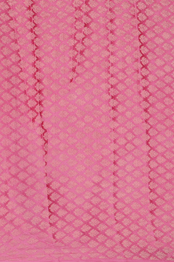 Chiffon Saree In Punch Pink With Zari Border