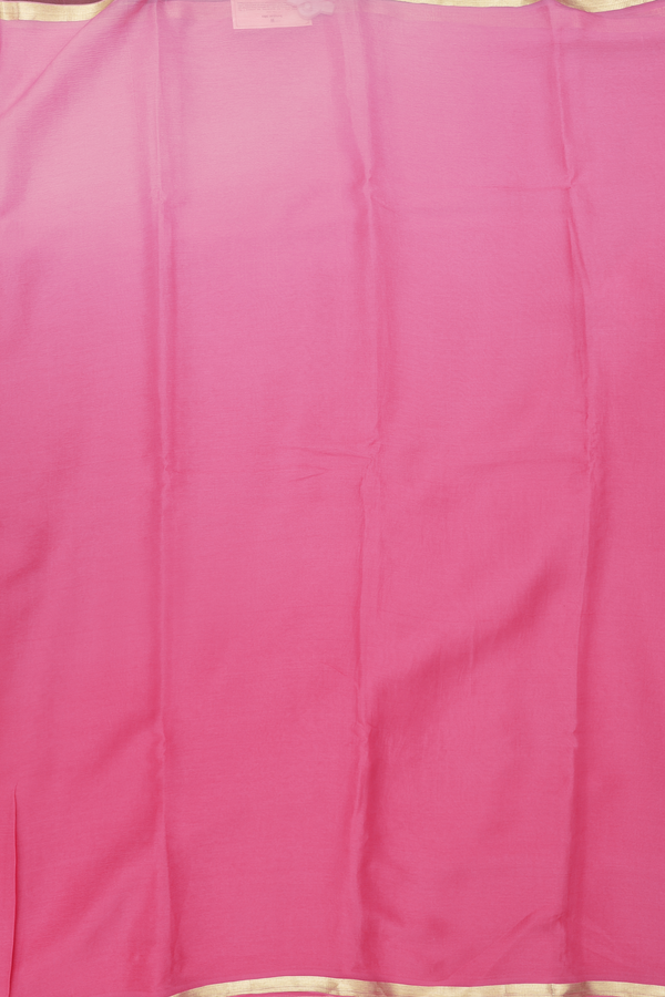 Chiffon Saree In Punch Pink With Zari Border