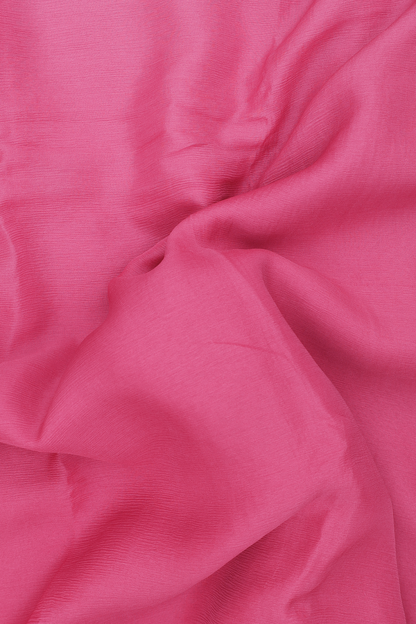 Chiffon Saree In Punch Pink With Zari Border