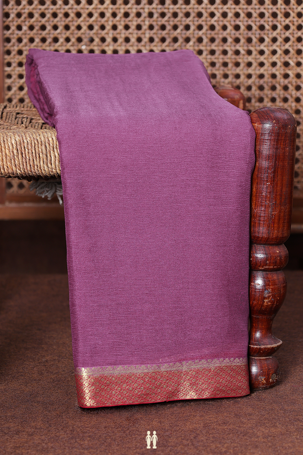 Chiffon Saree In Dusty Purple With Contrast Border