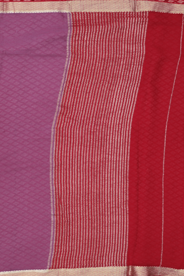 Chiffon Saree In Dusty Purple With Contrast Border