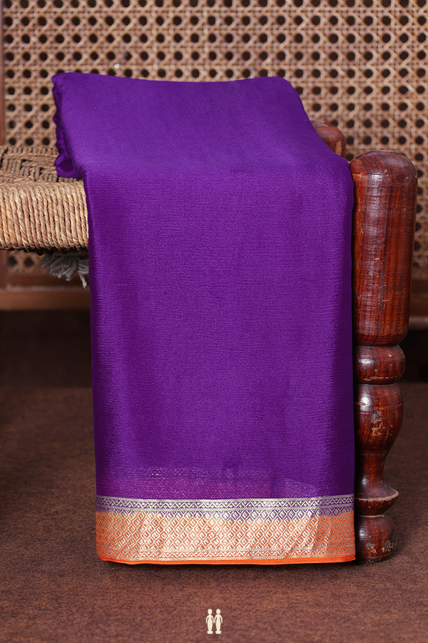 Chiffon Saree In Purple With Contrast Border