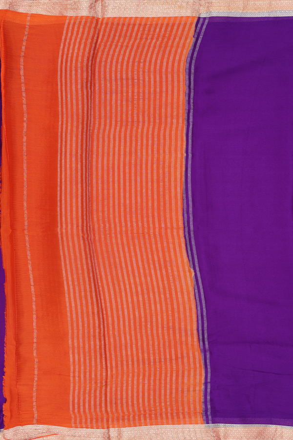 Chiffon Saree In Purple With Contrast Border