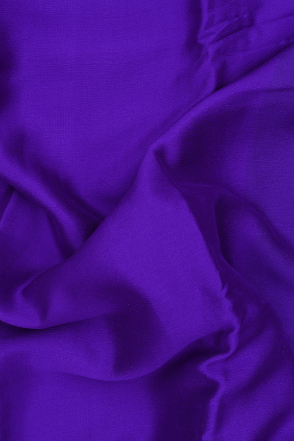 Chiffon Saree In Royal Purple With Contrast Border