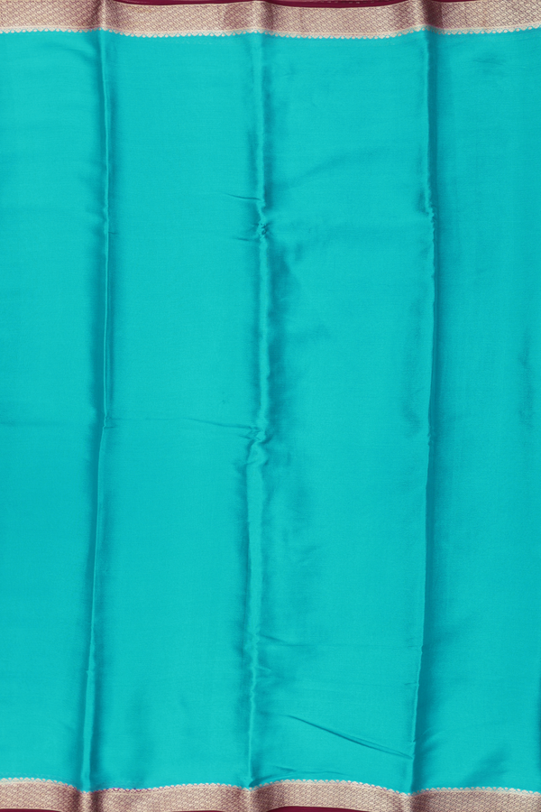 Chiffon Saree In Bluish Green With Contrast Border