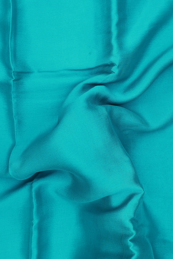 Chiffon Saree In Bluish Green With Contrast Border