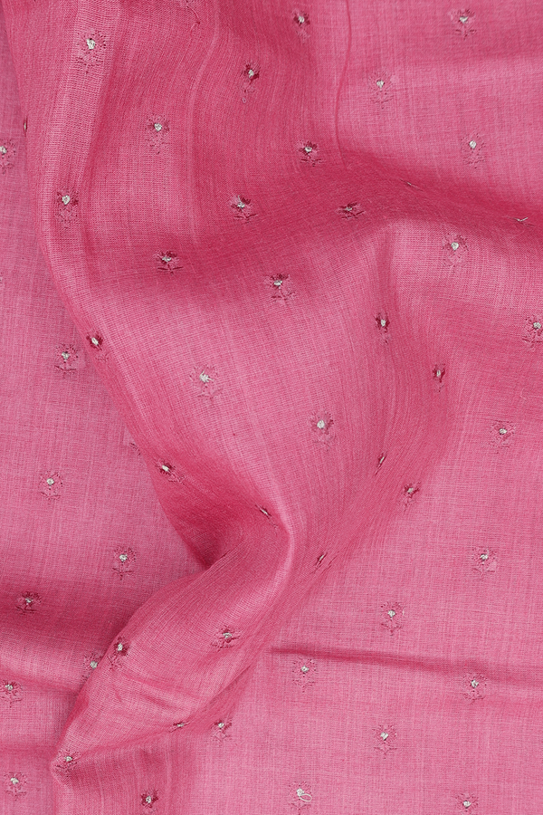 Tussar Silk Saree In Punch Pink With Floral Buttis