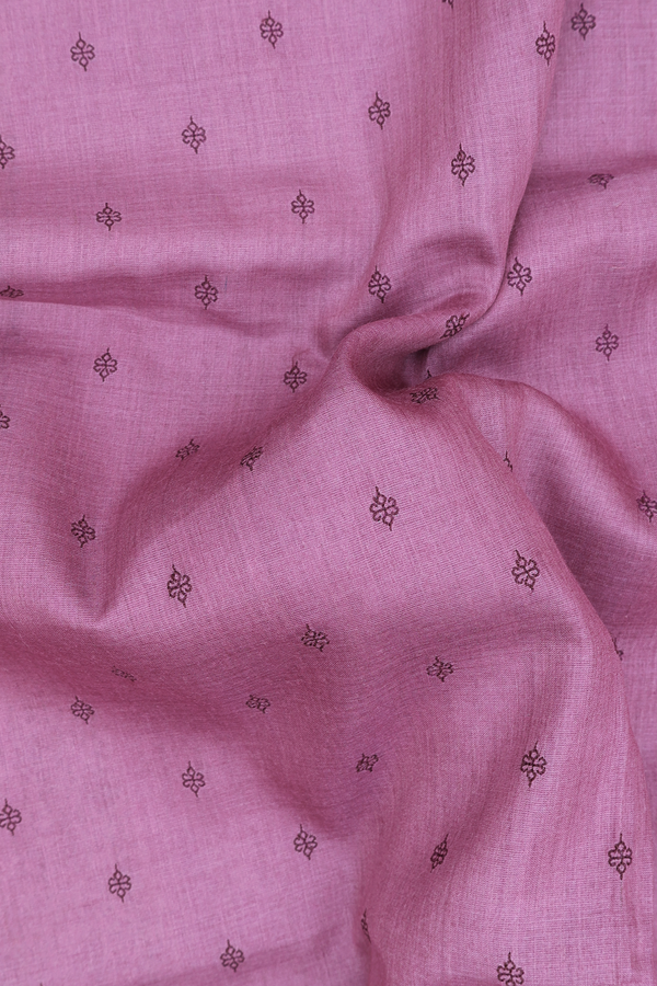 Tussar Silk Saree In Dusty Mulberry With Threadwork Buttas