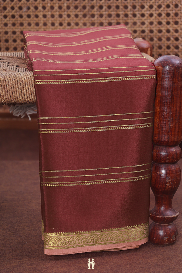 Mysore Silk Saree In Maroon With Stripes Design