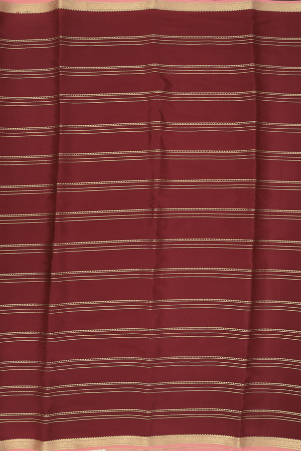 Mysore Silk Saree In Maroon With Stripes Design