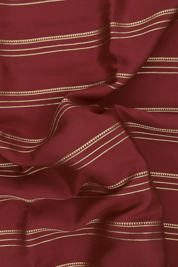 Mysore Silk Saree In Maroon With Stripes Design