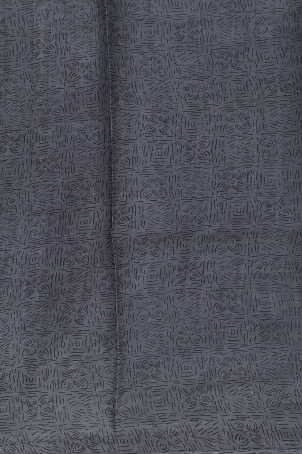 Printed Silk Saree In Black With Peacock Design