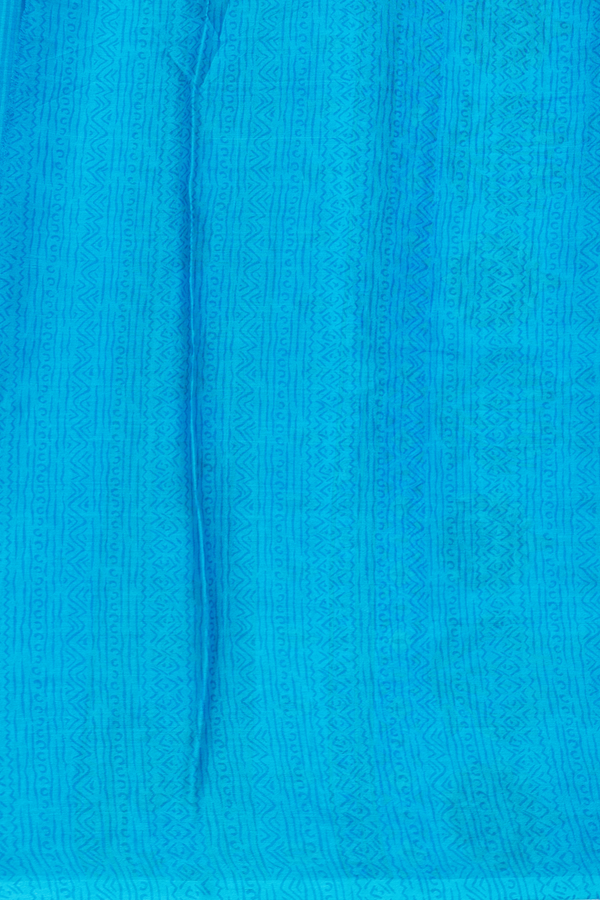 Printed Silk Saree In Cerulean Blue With Floral Design