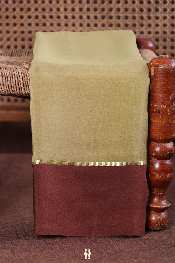 Mysore Silk Saree In Khaki With Contrast Border