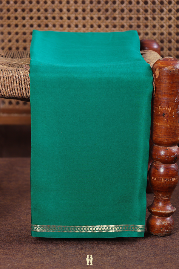 Mysore Silk Saree In Peacock Green With Zari Border