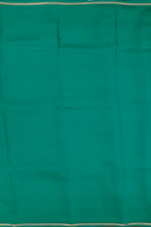 Mysore Silk Saree In Peacock Green With Zari Border
