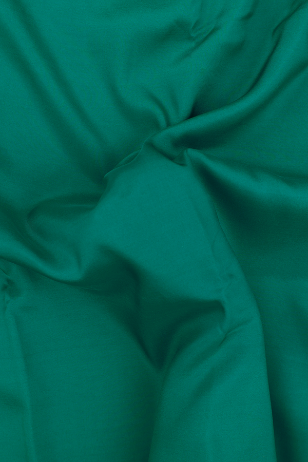 Mysore Silk Saree In Peacock Green With Zari Border