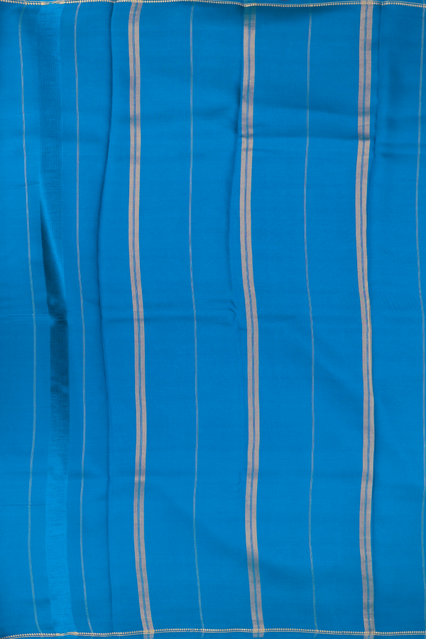 Mysore Silk Saree In Cobalt Blue With Zari Border