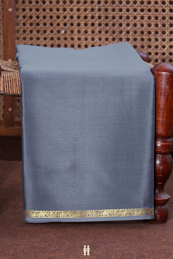 Mysore Silk Saree In Grey With Zari Border