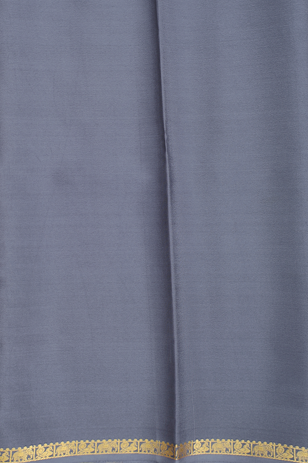 Mysore Silk Saree In Grey With Zari Border