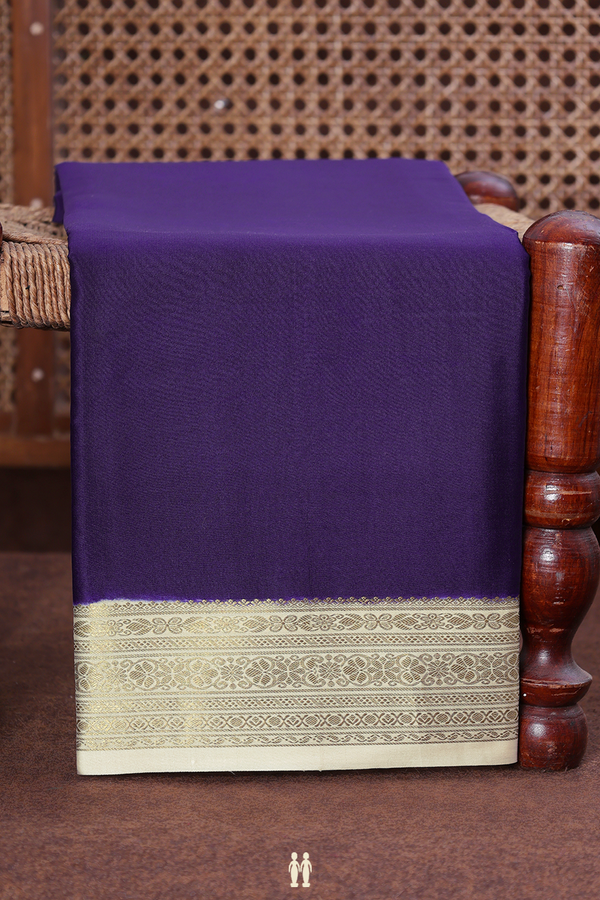 Mysore Silk Saree In Navy Blue With Contrast Border