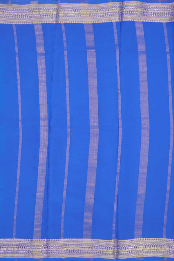 Mysore Silk Saree In Cerulean Blue With Contrast Border