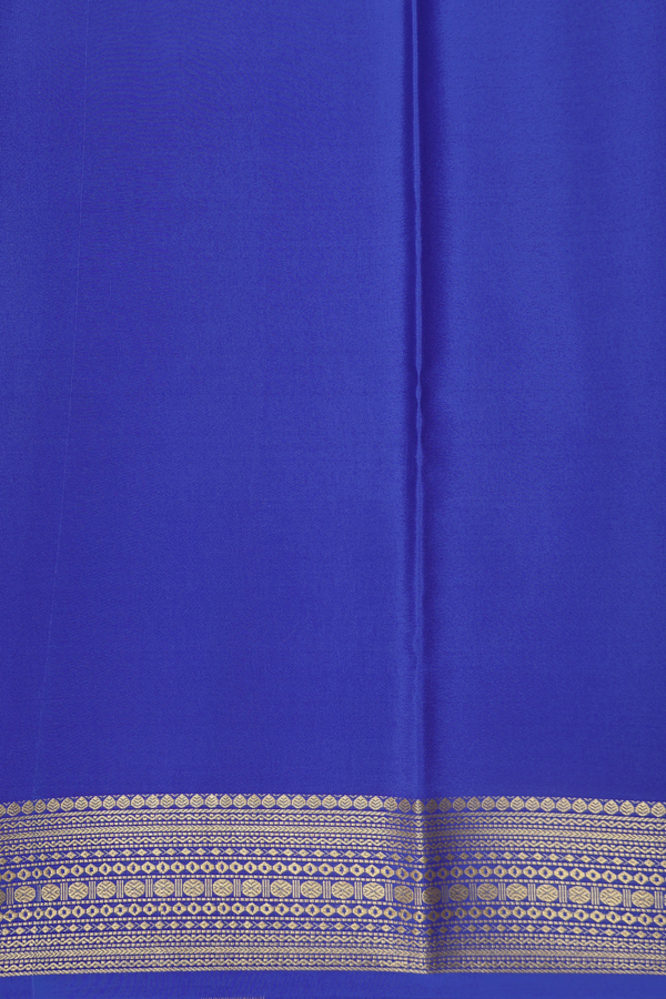 Mysore Silk Saree In Cerulean Blue With Contrast Border