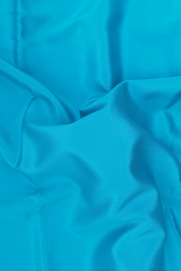 Mysore Silk Saree In Cerulean Blue With Contrast Border