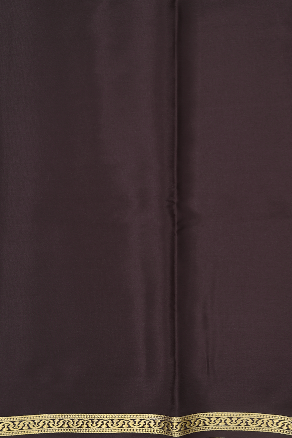 Mysore Silk Saree In Dark Oak Brown With Zari Border