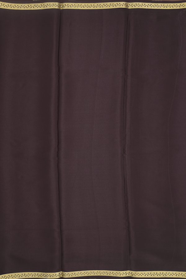 Mysore Silk Saree In Dark Oak Brown With Zari Border