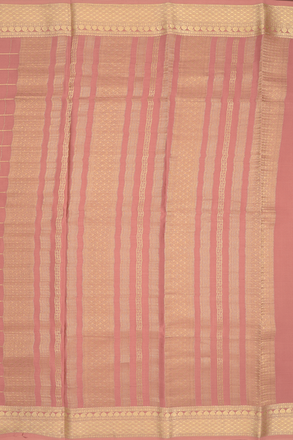 Mysore Silk Saree In Dusty Peach With Checks Design
