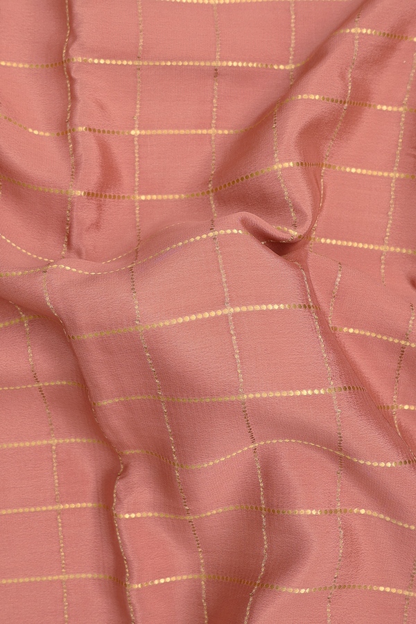 Mysore Silk Saree In Dusty Peach With Checks Design