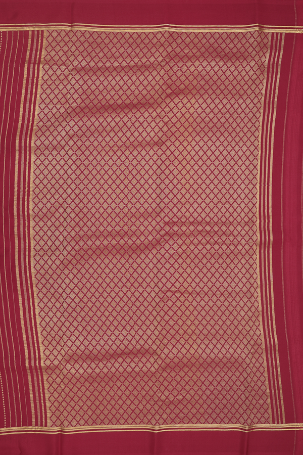 Mysore Silk Saree In Berry Red With Stripes Design