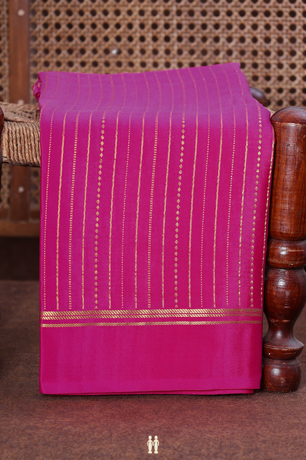 Mysore Silk Saree In Magenta With Stripes Design