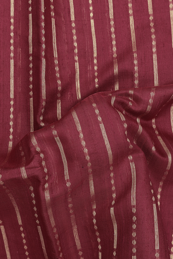 Jute Saree In Berry Red With Stripes Design