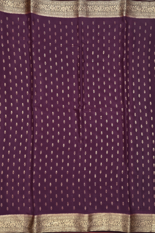 Mysore Silk Saree In Plum Purple With Zari Buttas