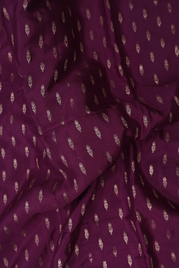 Mysore Silk Saree In Plum Purple With Floral Buttas