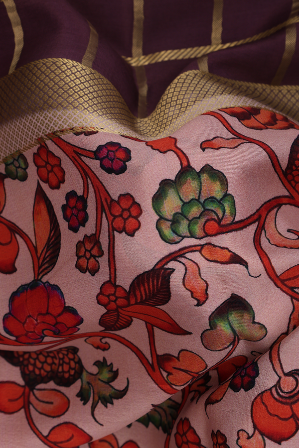 Mysore Silk Saree In Pink With Printed Design