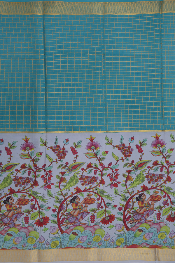 Mysore Silk Saree In Grey And Green With Half And Half Design