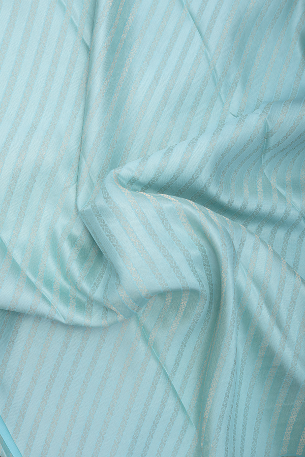 Mysore Silk Saree In Mint Blue With Diagonal Design