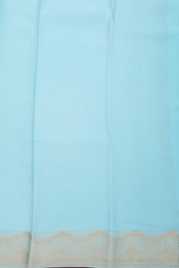 Mysore Silk Saree In Mint Blue With Diagonal Design