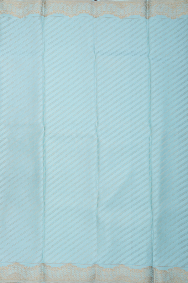 Mysore Silk Saree In Mint Blue With Diagonal Design